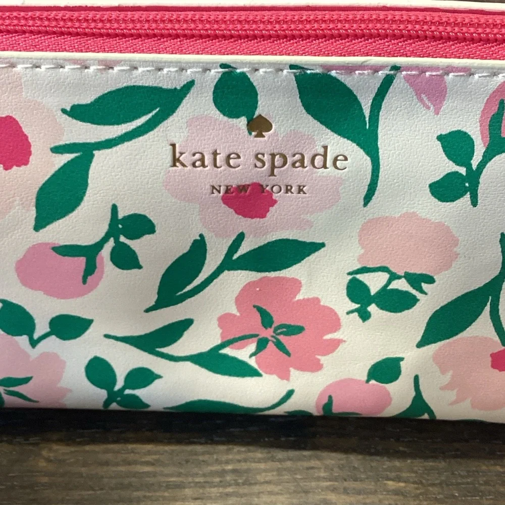 Kate Spade Pink and Green Floral Pencil Case Pouch
